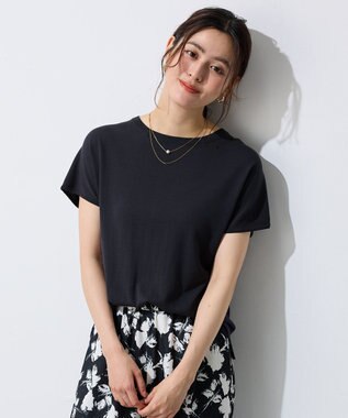 ANY 【接触冷感/UVカット/抗菌防臭/手洗い可/アンチピリング】ファンクションフレンチスリーブニット チャコール