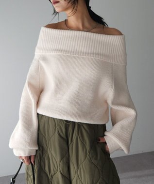 Green Parks オフショルダーニット Off White