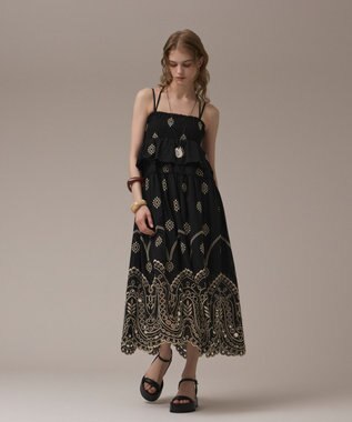 GRACE CONTINENTAL カットワークマキシドレス ブラック