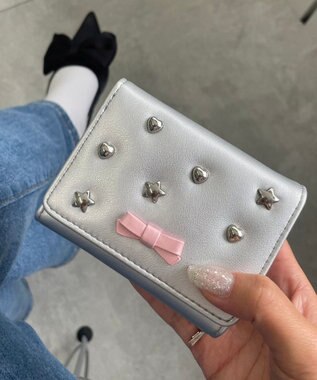 WEGO スタッズリボンウォレット シルバー