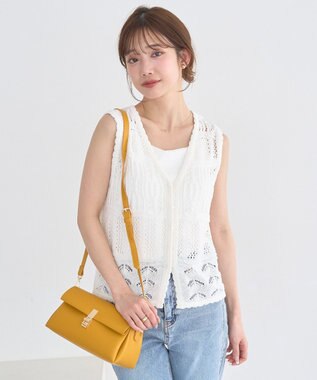 earth music&ecology 軽量フラップ三層ショルダーバッグ Yellow