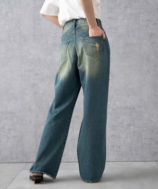 WEGO ヴィンテージウォッシュダメージデニムパンツ デニム中濃加工色