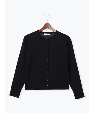 Te chichi 14G綿ポリクルーカーディガン ブラック