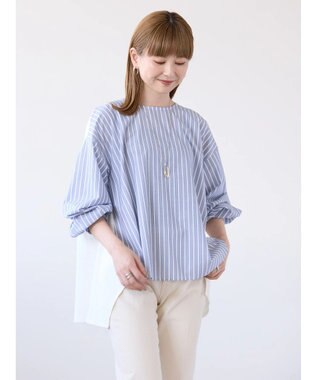 AMERICAN HOLIC 異素材バックタックドッキングプルオーバー Stripe