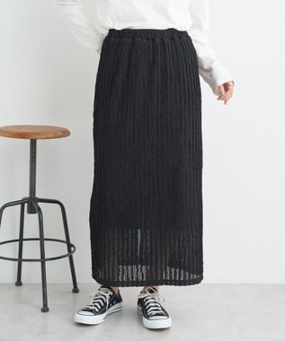 earth music&ecology ベルティカルフリルナロースカート Black