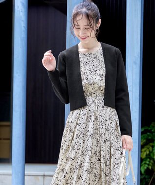 Tiaclasse L 【新色追加・洗える】ストレートショートニットボレロ ブラック