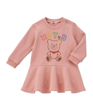MIKI HOUSE HOT BISCUITS 【80-110cm】【NEW Color Series】裏毛パイル素材 フレアワンピース サーモンピンク