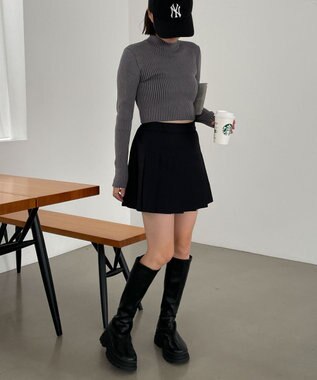 WEGO リブハイネックショートニット スミクロ