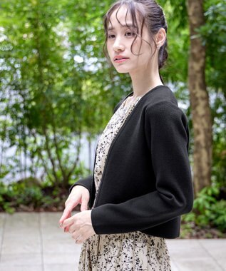 Tiaclasse L 【新色追加・洗える】ストレートショートニットボレロ ブラック