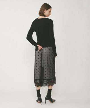 GRACE CONTINENTAL ドットチュールタイトスカート ブラック