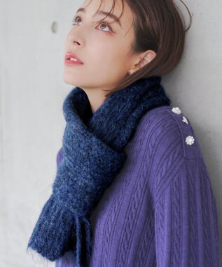 Tiaclasse リブ編みマフラー ブルー