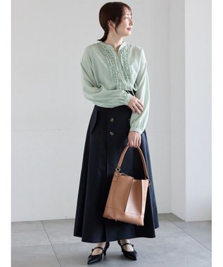 Te chichi フロントフリルキーネックブラウス ミント