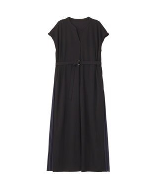 YECCA VECCA ベルテッドプリーツ切替ワンピース Black