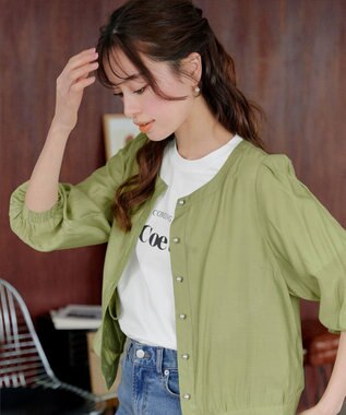 Tiaclasse L 【洗える】パールボタンシアーブルゾン ライム