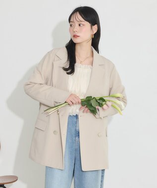 earth music&ecology ダブルテーラードジャケット ベージュ