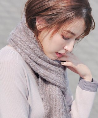 Tiaclasse リブ編みマフラー グレージュ