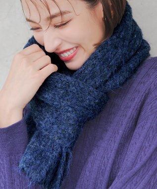 Tiaclasse リブ編みマフラー ブルー