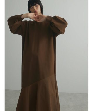 Green Parks armonia．布帛切り替えポンチワンピース Brown