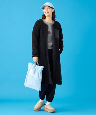 SHARE PARK LADIES 【LADIES】ボアフリースロングカーディガン ブラック