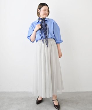 Marca ＜洗えるシルク＞ドット 菱形スカーフ Marcaオリジナル ウォッシャブルシルクローン ネイビー