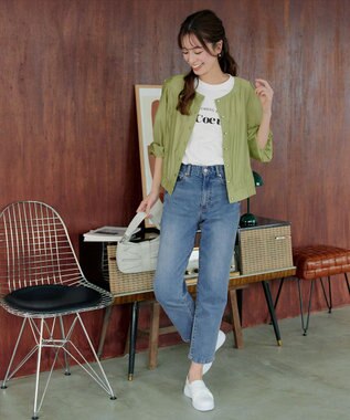 Tiaclasse L 【洗える】パールボタンシアーブルゾン ライム