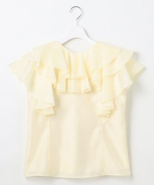 Feroux 【洗える】エアリーフリル ブラウス アイボリー系