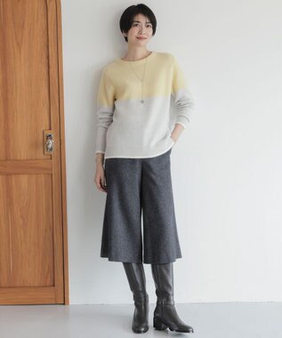 J.PRESS LADIES 3way ガラスリング ラリエット ネックレス ツヤシルバー系