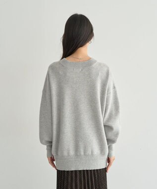 earth music&ecology 【洗濯機洗い可】スウェットライクロゴニットプルオーバー 杢グレー