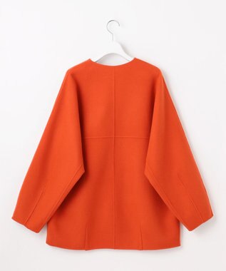 自由区 S 【SHIHOさん着用】ウールリバーノーカラー コート オレンジ