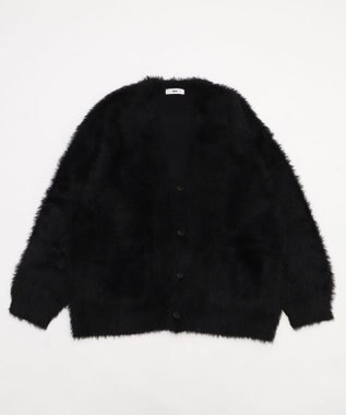 WEGO 【2025秋冬新作/ユニセックス着用ITEM/SMLサイズ展開】フェザーニットカーディガン ブラック