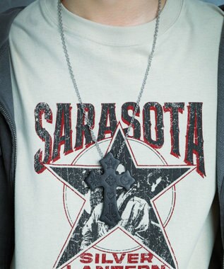 WEGO 【ユニセックス着用ITEM】MPUエンボスロゴクロスネックレス ブラック