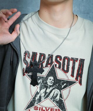 WEGO 【ユニセックス着用ITEM】MPUエンボスロゴクロスネックレス ブラック