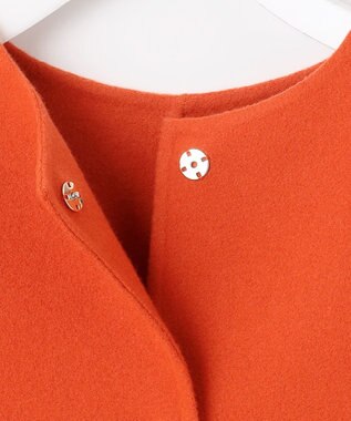 自由区 S 【SHIHOさん着用】ウールリバーノーカラー コート オレンジ