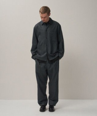 ATON LINEN WOOL TWILL | ルーズフィットパンツ - UNISEX CHARCOAL GRAY