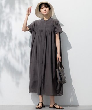 23区 L 【接触冷感/速乾性/洗える】エアリーブライトローン ワンピース ダークブラウン系