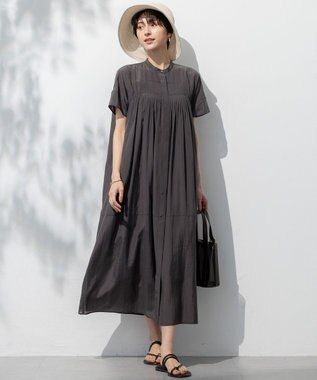 23区 L 【接触冷感/速乾性/洗える】エアリーブライトローン ワンピース ダークブラウン系