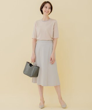 自由区 【好評につき追加生産/洗える】WASHABLEPONTE セミフレアスカート ライトグレー系