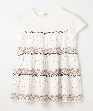 組曲 KIDS 【150-160㎝】ティアードフラワー チュニック オフホワイト