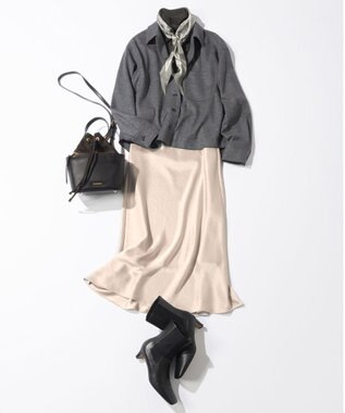 23区 L 【VERY11月号掲載/洗える】ヴィンテージダブルサテン ナロー スカート ベージュ系