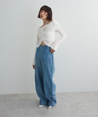 Green Parks シャーリングオフショルプルオーバー Off White