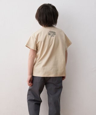 ANY KIDS 車プリント 半袖Tシャツ ベージュ（消防車）
