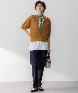 23区 manipuri コラージュブルーム/ダングルベルト ダイヤ シルク スカーフ オレンジ系