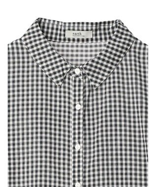 earth music&ecology コットンボイルギャザーシャツ Gingham Check