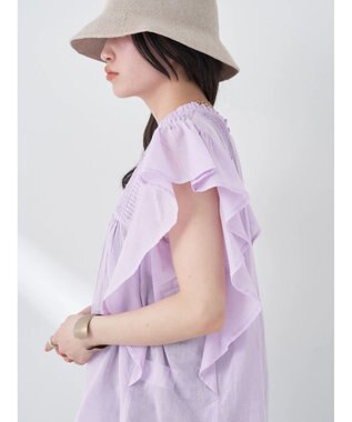 earth music&ecology コットンボイルフリルブラウス Light Pink