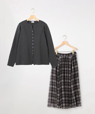 組曲 L 【先行予約】スポンディッシュニット ニットスカートセット チャコールグレー系