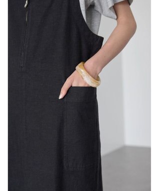 AMERICAN HOLIC リネンブレンドＩラインジャンバースカート Black