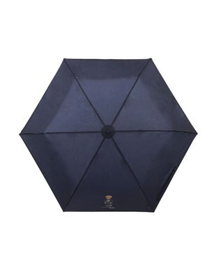 MOONBAT 【WEB限定/軽量】POLO RALPH LAUREN（ポロ ラルフローレン） 折りたたみ傘 ポロベア×チェックパイピング 無地 FLAG BEAR ネイビーブルー