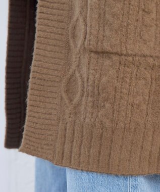 Tiaclasse L 【洗える】大人華やかなアラン柄ニットカーディガン キャメル