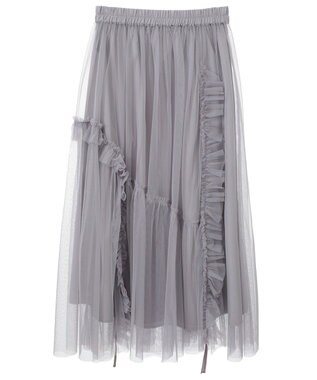 earth music&ecology チュールアシンメトリーフリルスカート
