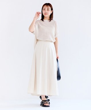 UNFILO L メッシュ ハーフスリーブ ニット グレージュ